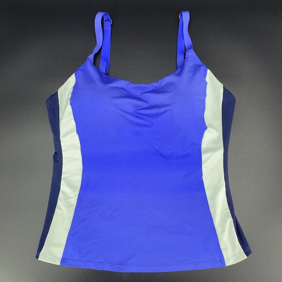 Athleta Women's Size 34D/DD Coastline Bra Cup Tankini Top Blue Color Block Flaw - Picture 5 of 9